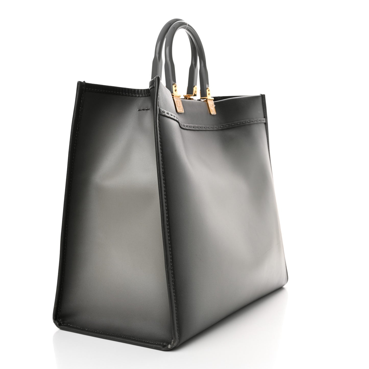 Vitello King Tamponato Plexiglass Logo Embossed Large Fendi Sunshine Shopper Tote Ghiaccio