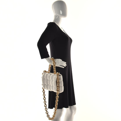 Bottega Veneta Lambskin Maxi Intreccio Padded Chain Cassette Crossbody Bag White 3 of 16