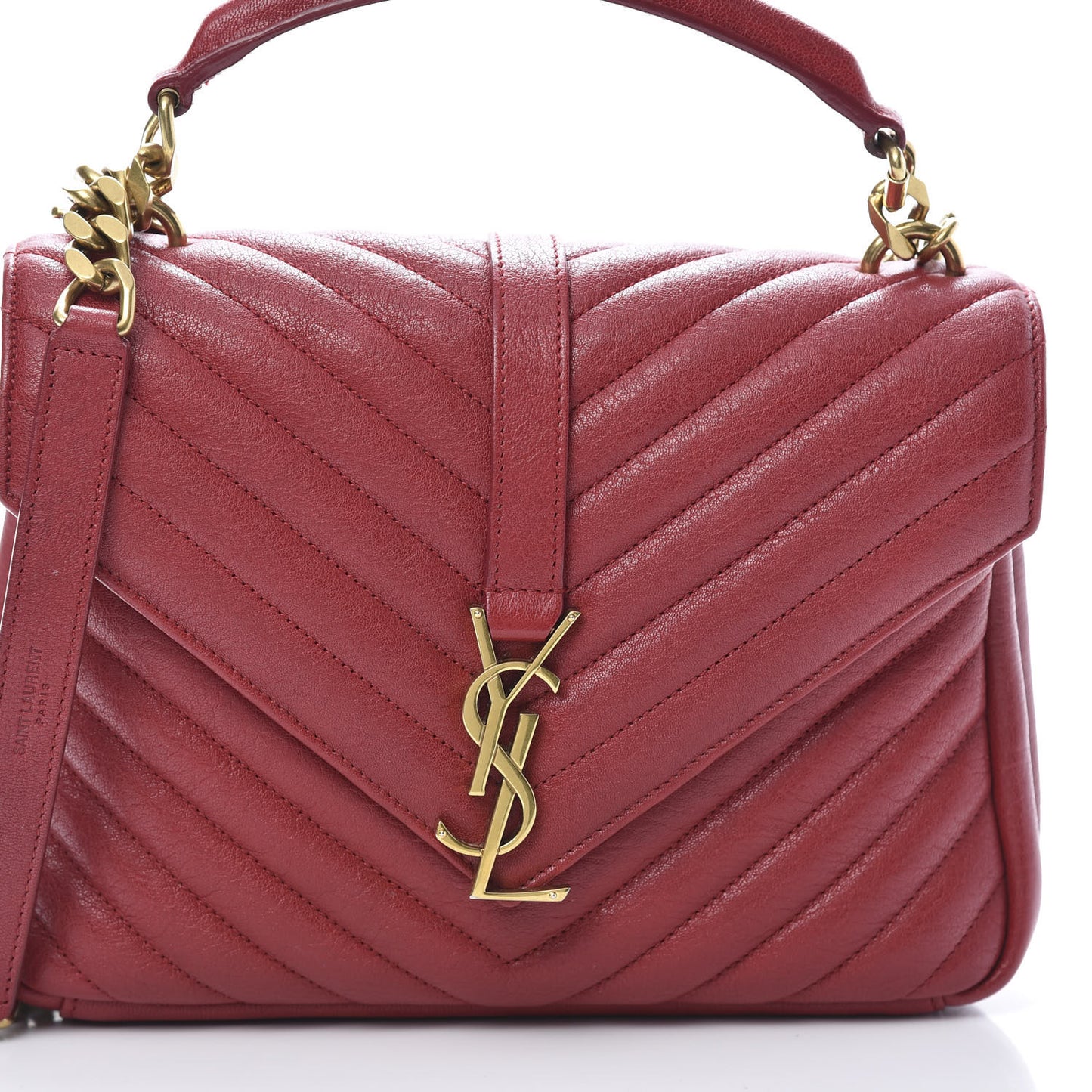 Sheepskin Matelasse Chevron Monogram Medium College Bag Rouge