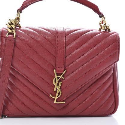 Saint Laurent Sheepskin Matelasse Chevron Monogram Medium College Bag Rouge 8 of 13