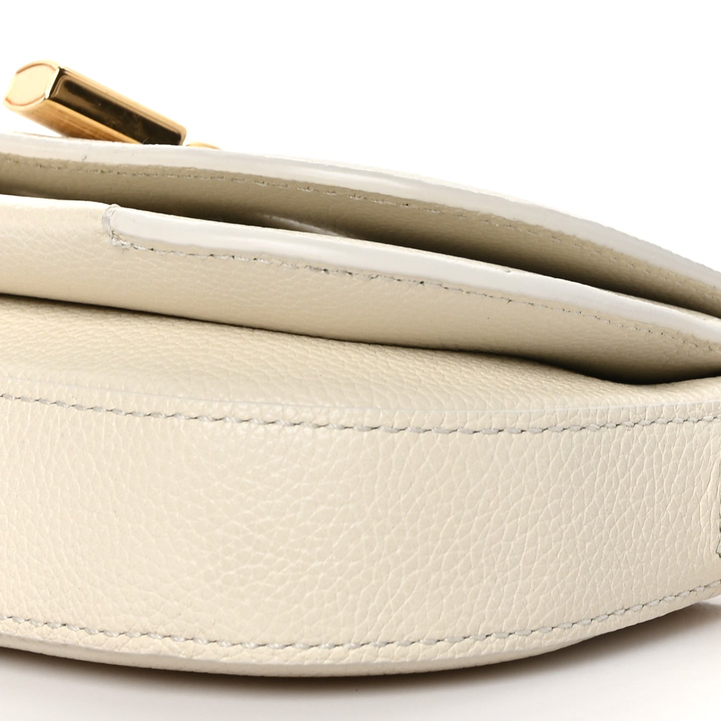 Grained Calfskin Padlock Crossbody Bag Chalk