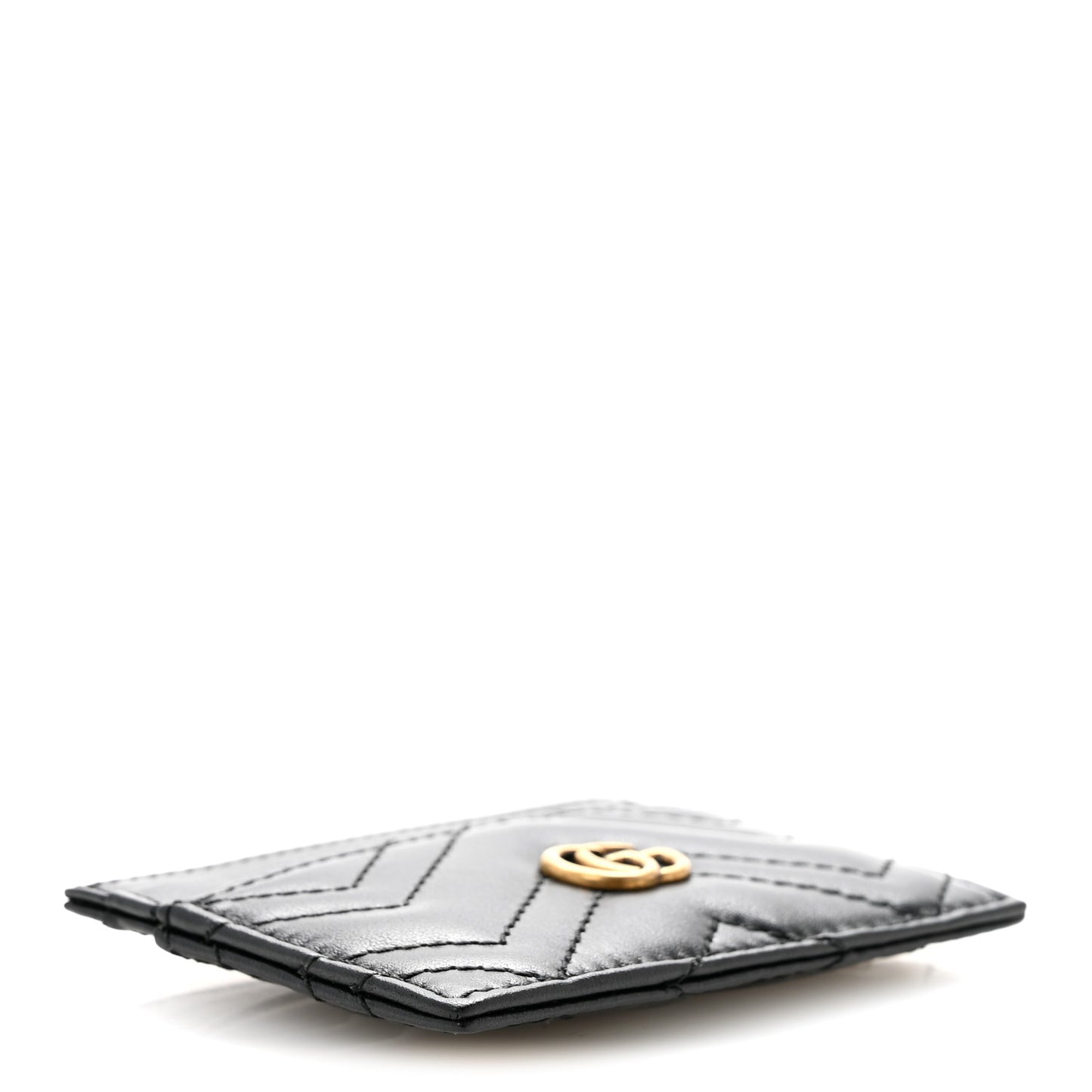 Calfskin Matelasse GG Marmont Card Holder Black