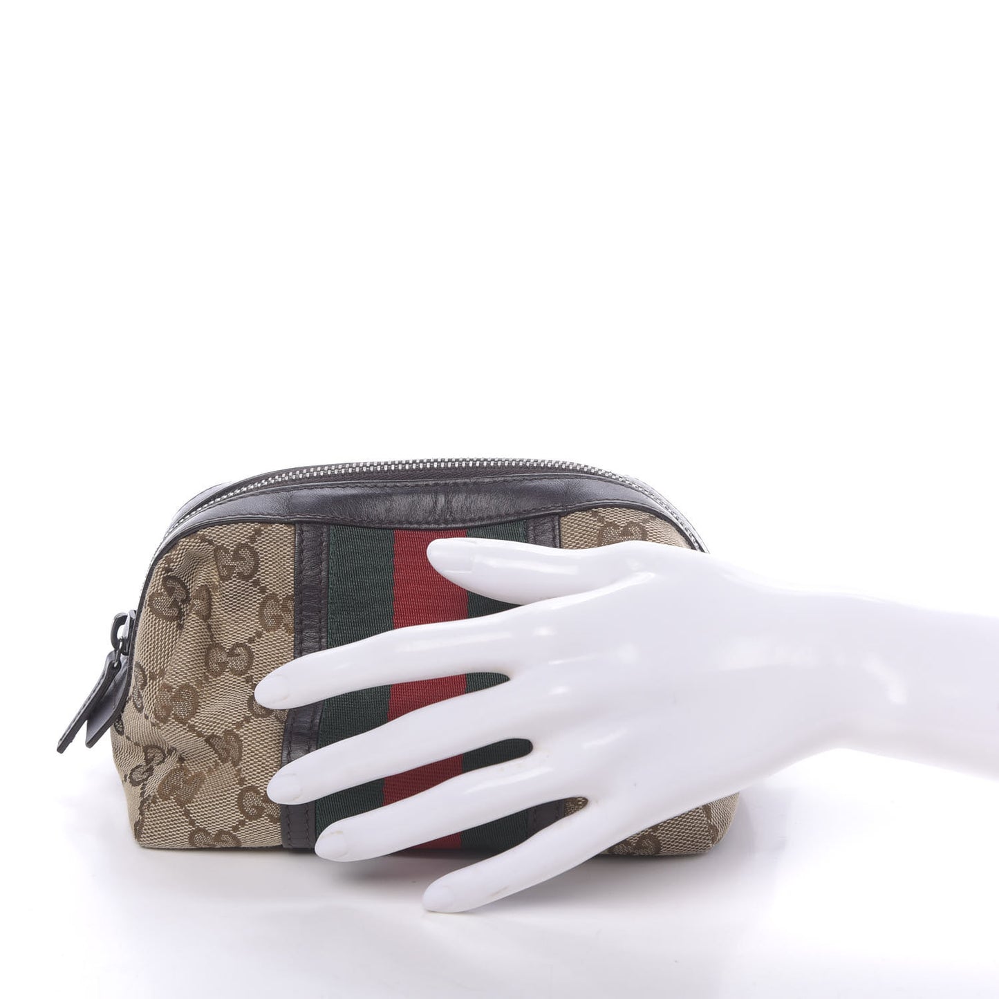 Monogram Web Small Cosmetic Case Dark Brown