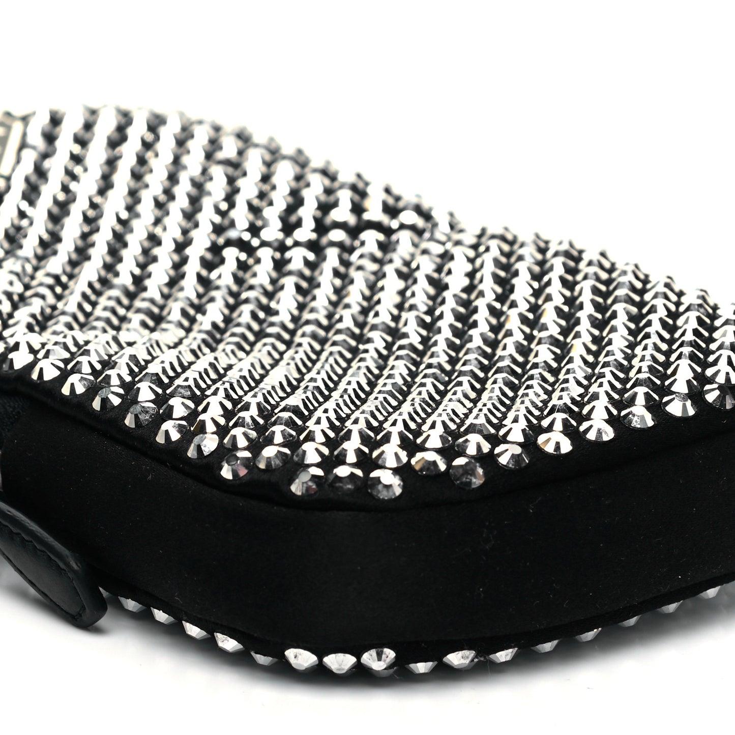 Satin Crystal Zip Phone Case Crossbody Bag Black