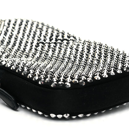 Prada Satin Crystal Zip Phone Case Crossbody Bag Black 6 of 7