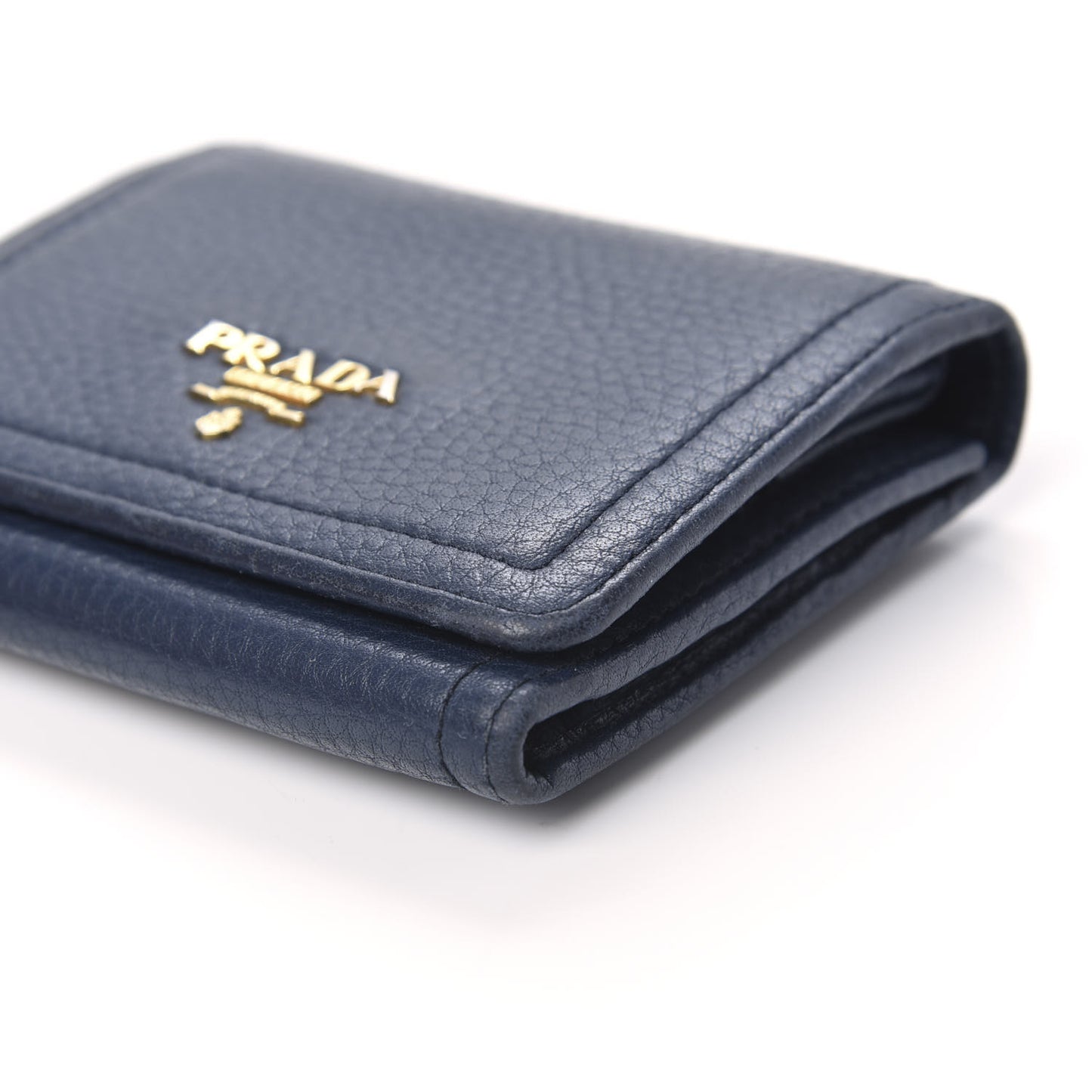 Vitello Daino Metal Tri-Fold Wallet Bleuette