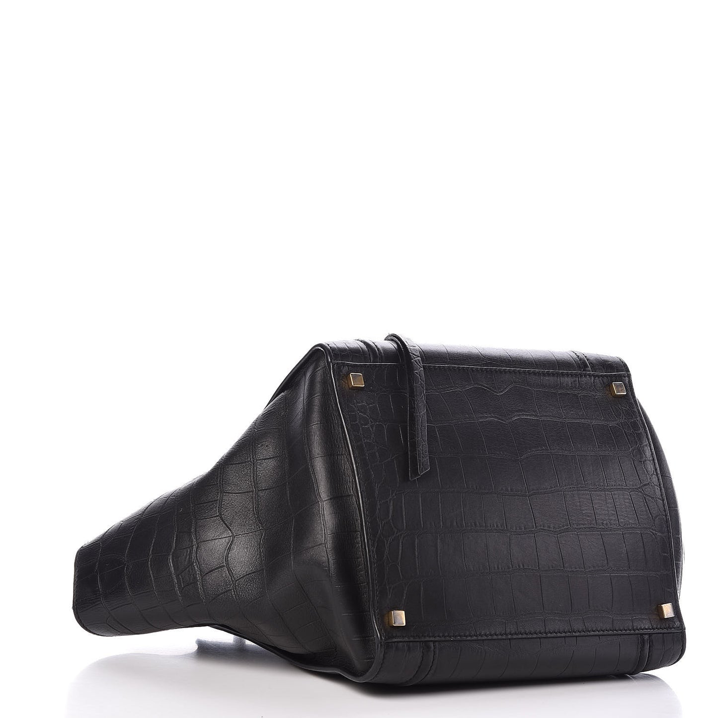 Crocodile Embossed Calfskin Medium Phantom Luggage Black