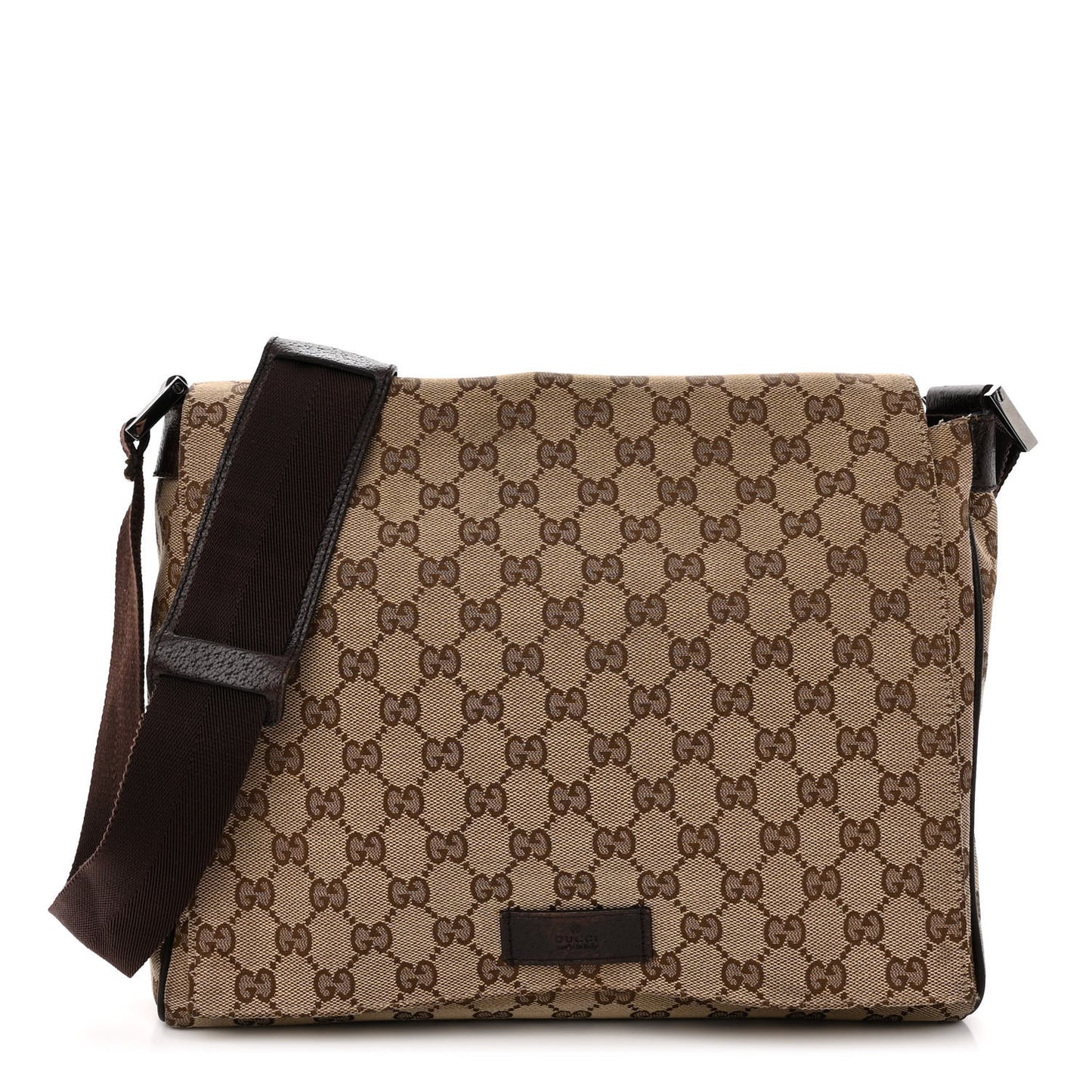Monogram Small Flap Messenger Bag Beige Dark Brown