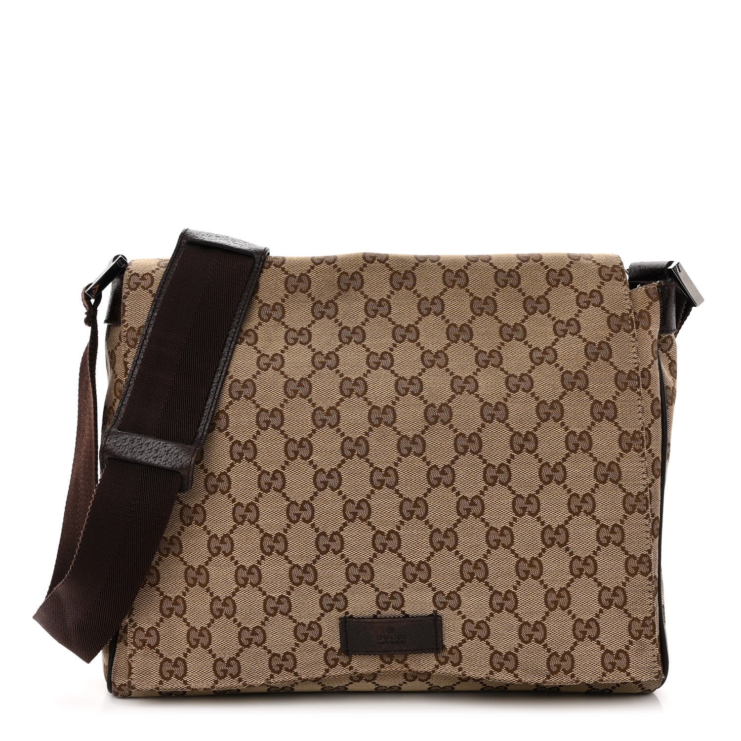 Gucci Monogram Small Flap Messenger Bag Beige Dark Brown 1 of 10