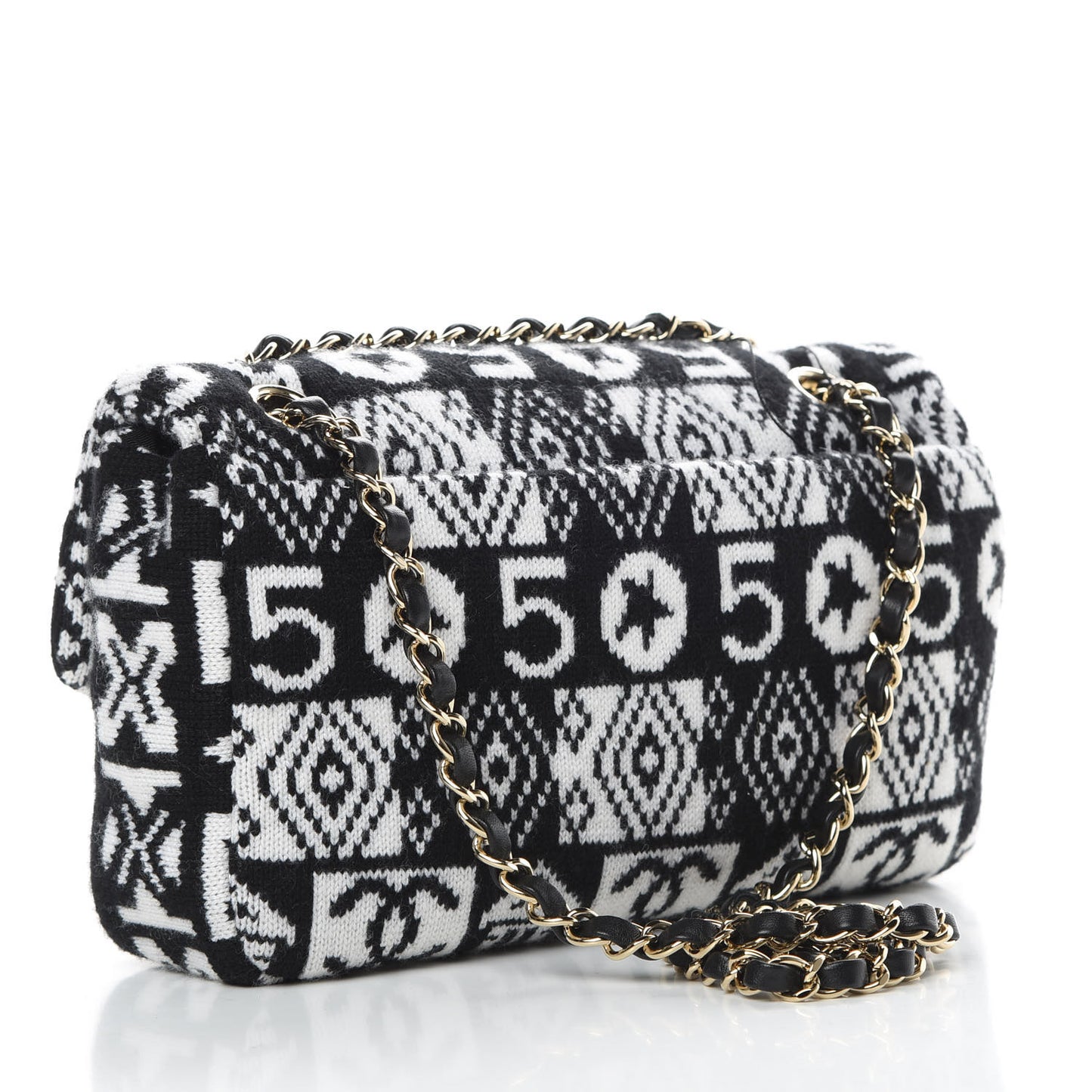 Cashmere Knit Coco Neige Flap Black White