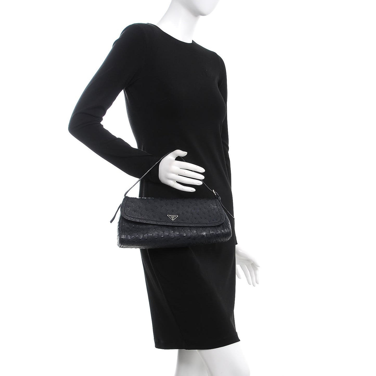 Ostrich Shoulder Bag Navy