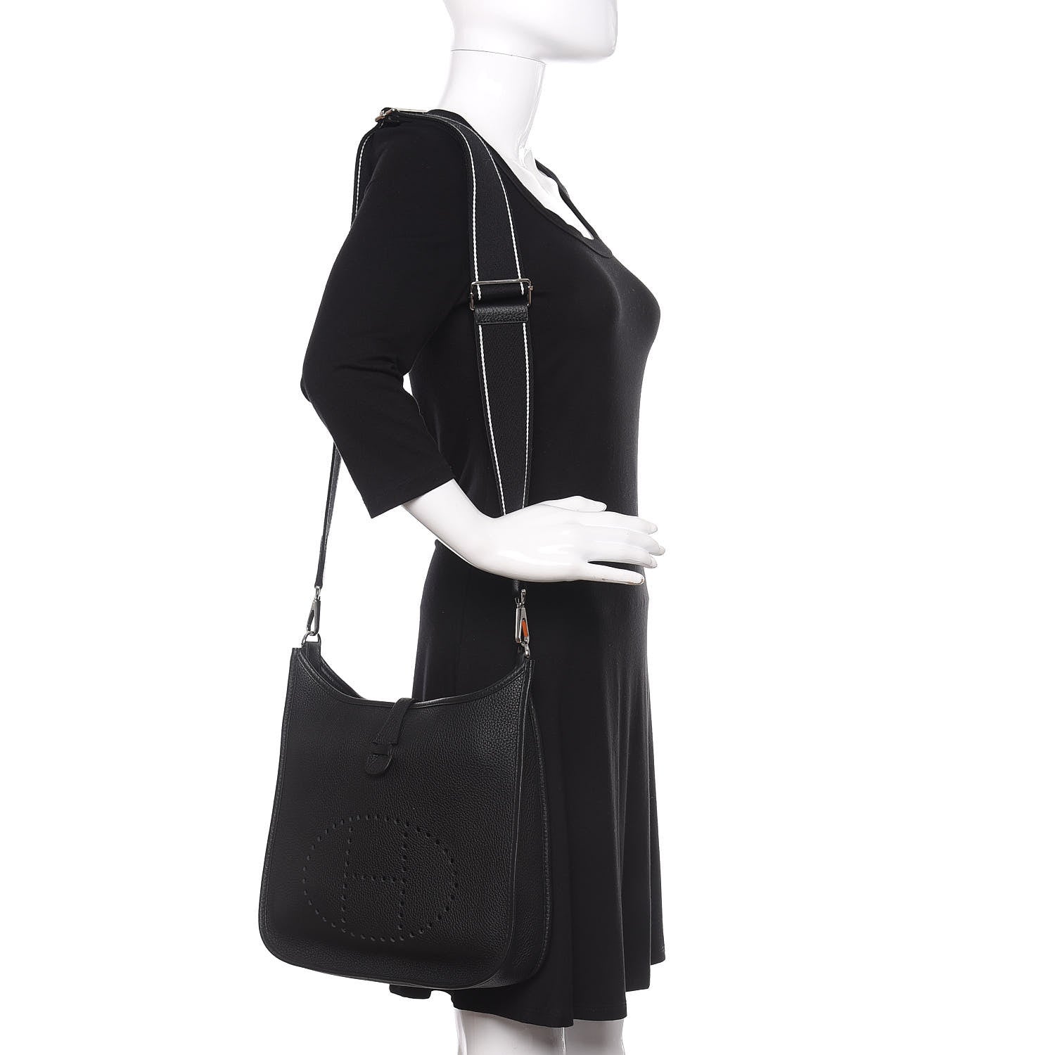 Hermes Taurillon Clemence Amazone Evelyne III PM Black White 2 of 11