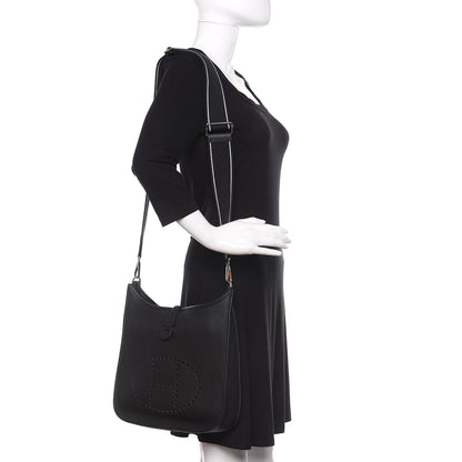 Hermes Taurillon Clemence Amazone Evelyne III PM Black White 2 of 11