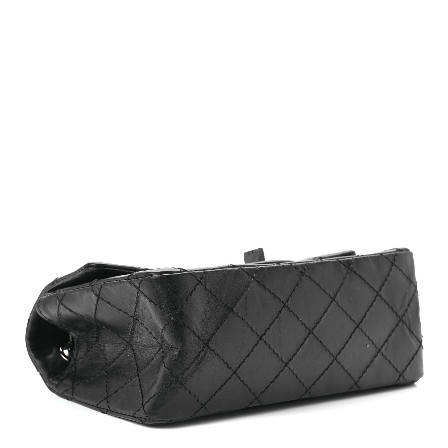 Aged Calfskin Quilted 2.55 Reissue Mini Flap So Black