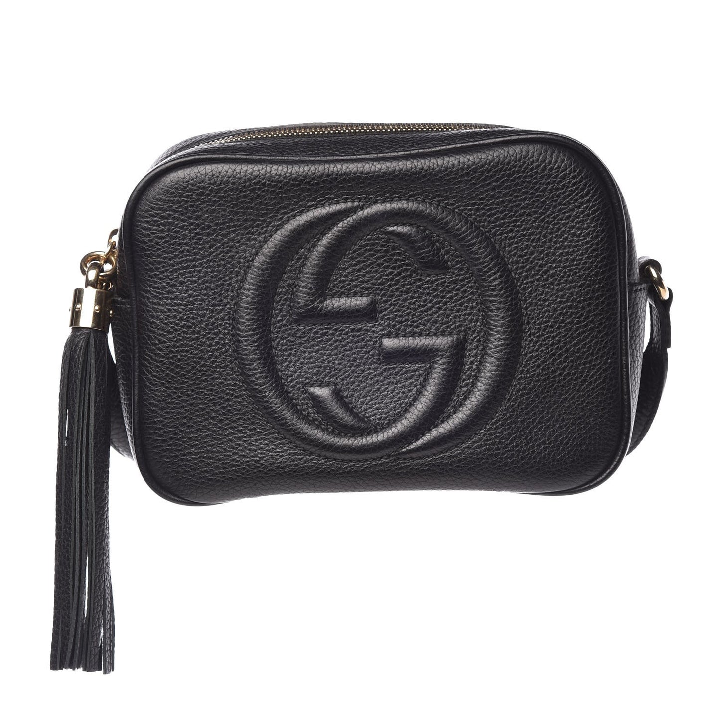 Pebbled Calfskin Small Soho Disco Bag Black