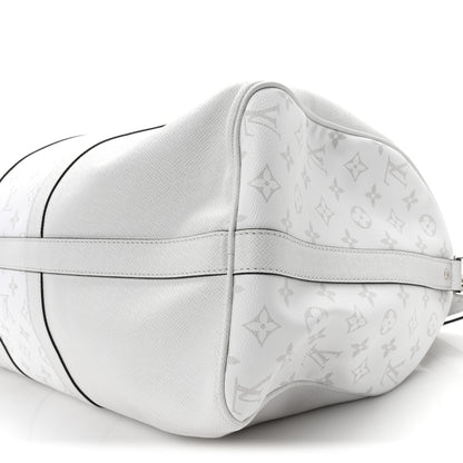 Louis Vuitton Taiga Monogram Eclipse Keepall Bandouliere 50 Optic White 8 of 9