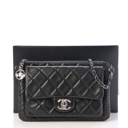 Chanel Lambskin Quilted Mineral Nights Flap Wristlet Black 8 of 8