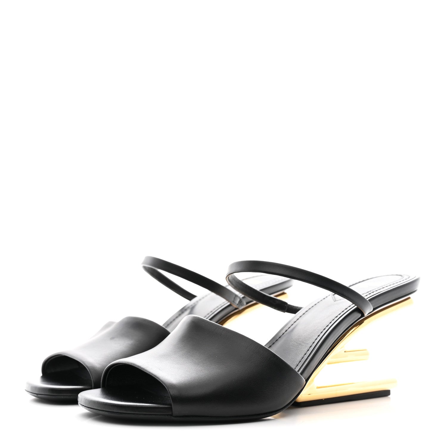 Fendi Calfskin Fendi First Mule Sandals 39 Black 1776882