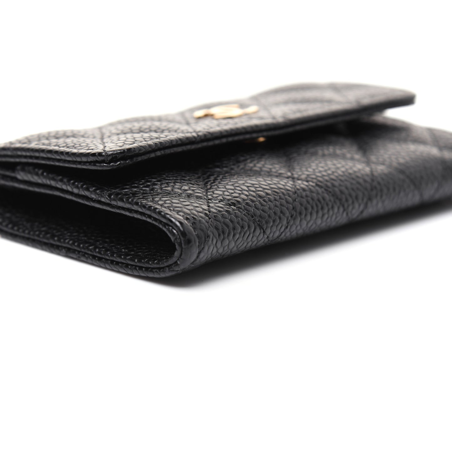 Caviar Quilted Flap Card Holder Black