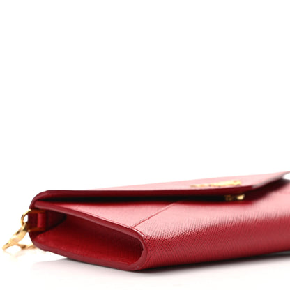 Prada Saffiano Metal Wallet With Chain Fuoco 7 of 8