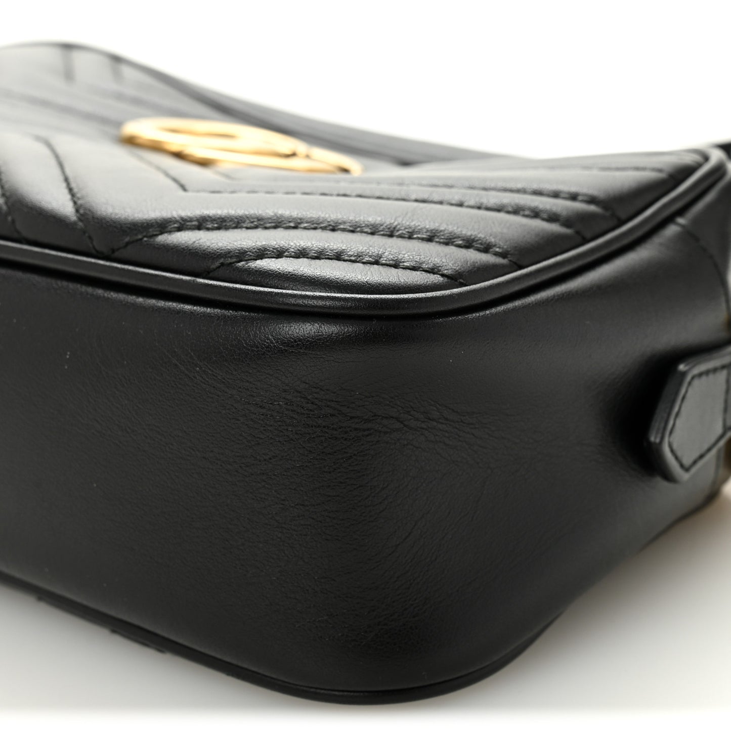 Calfskin Matelasse Small GG Marmont Chain Shoulder Bag Black