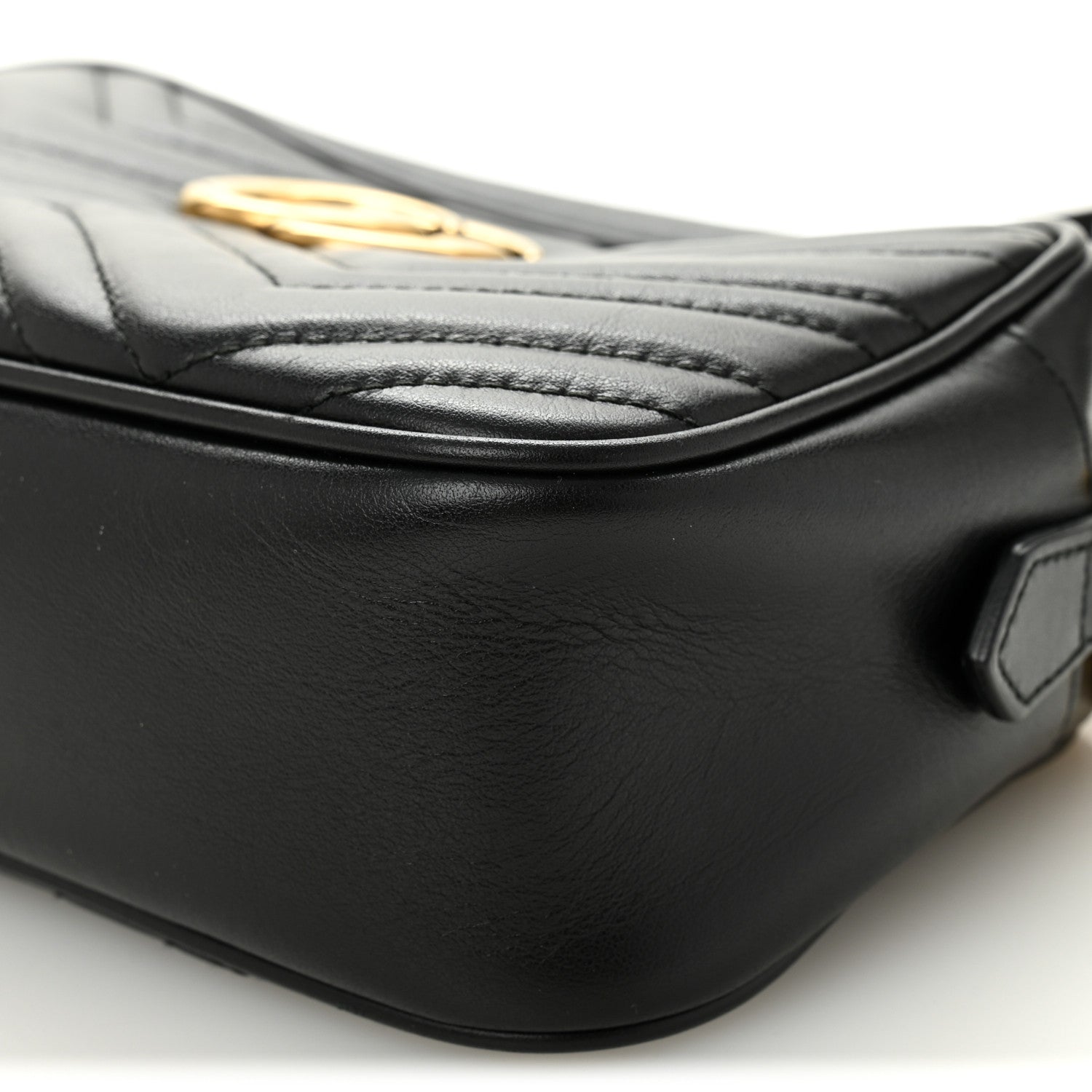 Gucci Calfskin Matelasse Small GG Marmont Chain Shoulder Bag Black 10 of 11