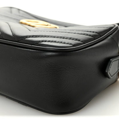 Gucci Calfskin Matelasse Small GG Marmont Chain Shoulder Bag Black 10 of 11