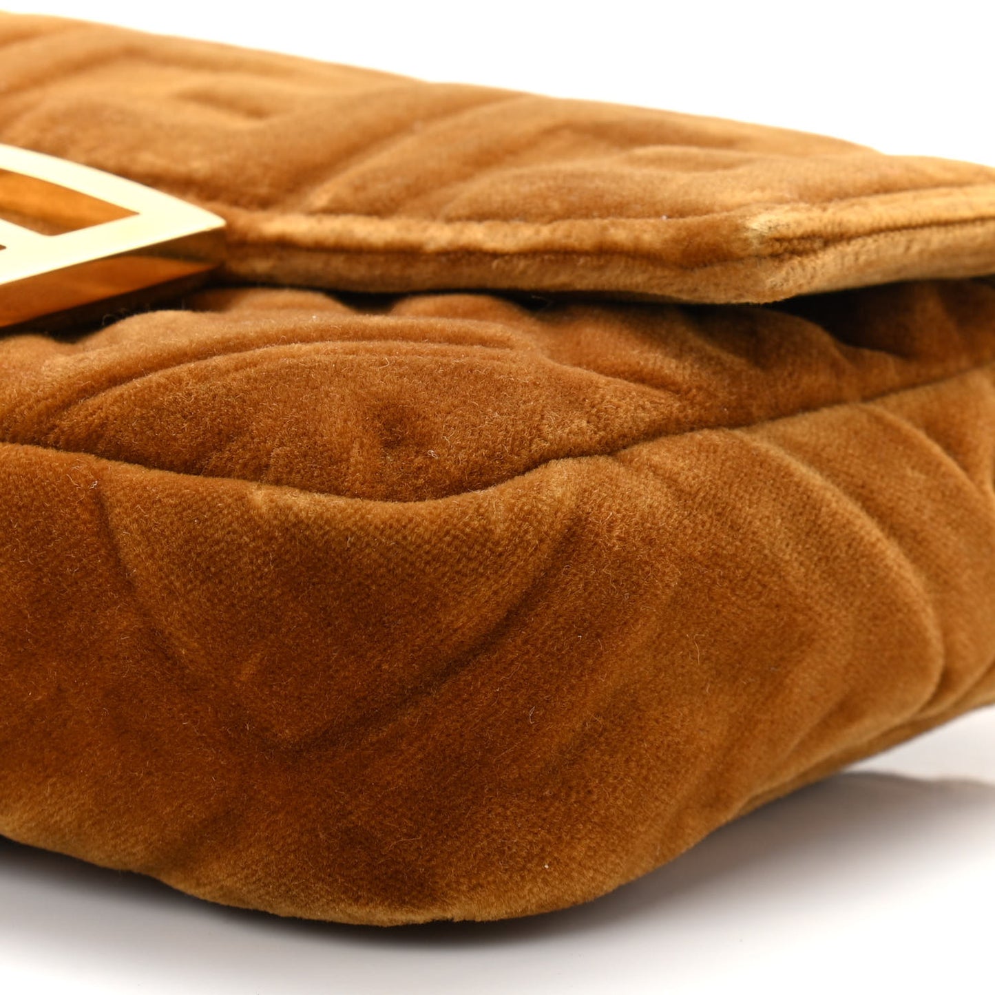 Velvet FF Embossed Hip Belt Baguette Bag Caramel