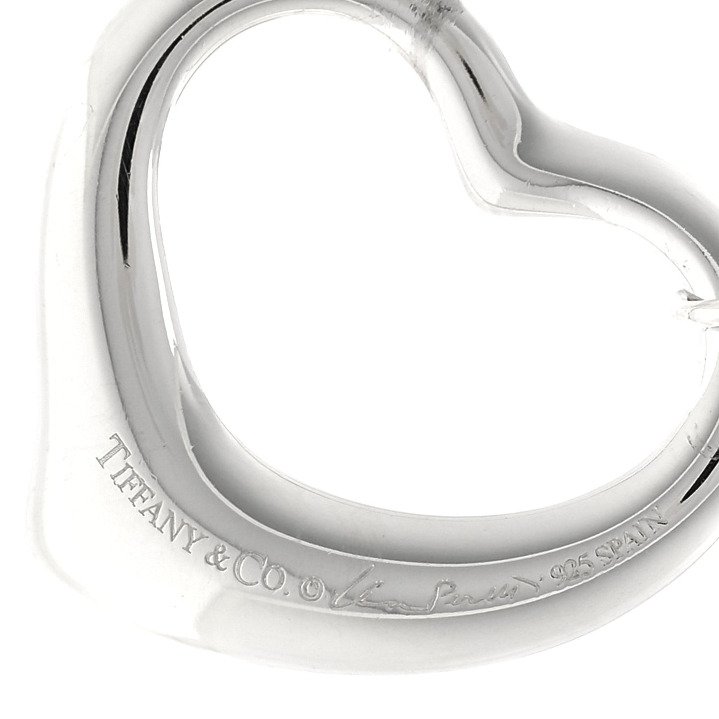 Sterling Silver 35mm Elsa Peretti Open Heart Link Pendant Necklace