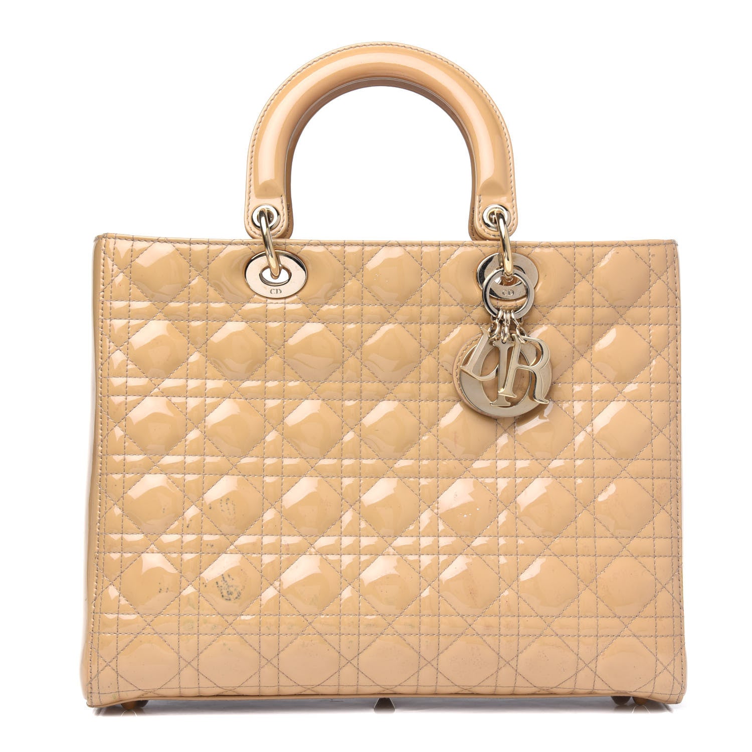 Christian Dior Patent Cannage Large Lady Dior Beige 1 of 4
