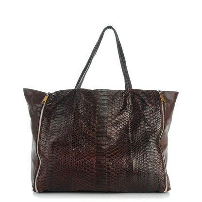 Celine Python Lambskin Horizontal Zipper Gusset Cabas 1 of 8