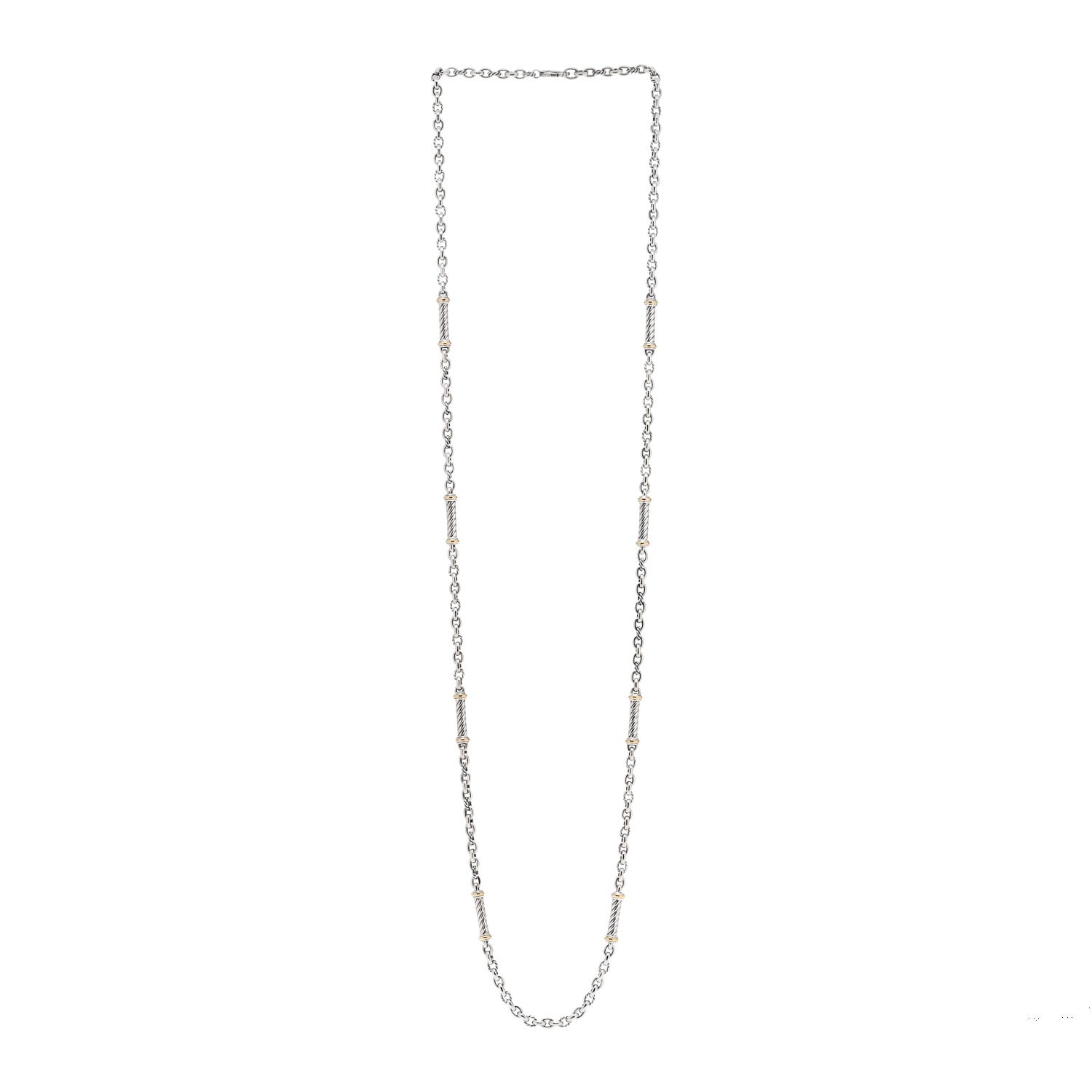 David Yurman Sterling Silver 18K Yellow Gold Metro Station Necklace 3 of 4