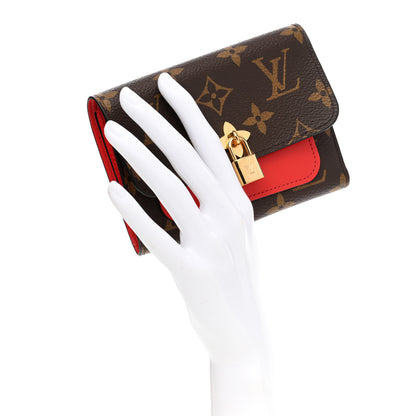 Louis Vuitton Monogram Flower Lock Compact Wallet Coquelicot 2 of 11