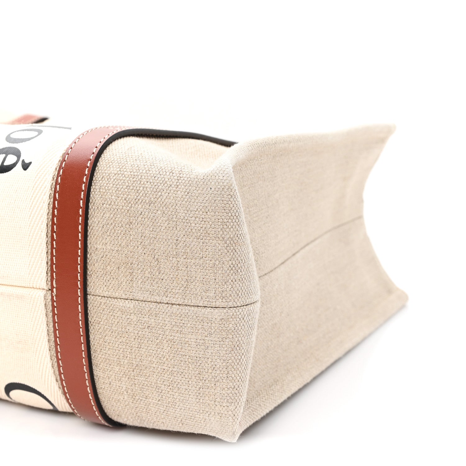 Chloe Cotton Calfskin Medium Woody Ribbon Tote White Brown 10 of 12