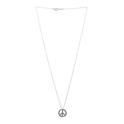 Tiffany Platinum Diamond Small Peace Sign Pendant Necklace 3 of 7