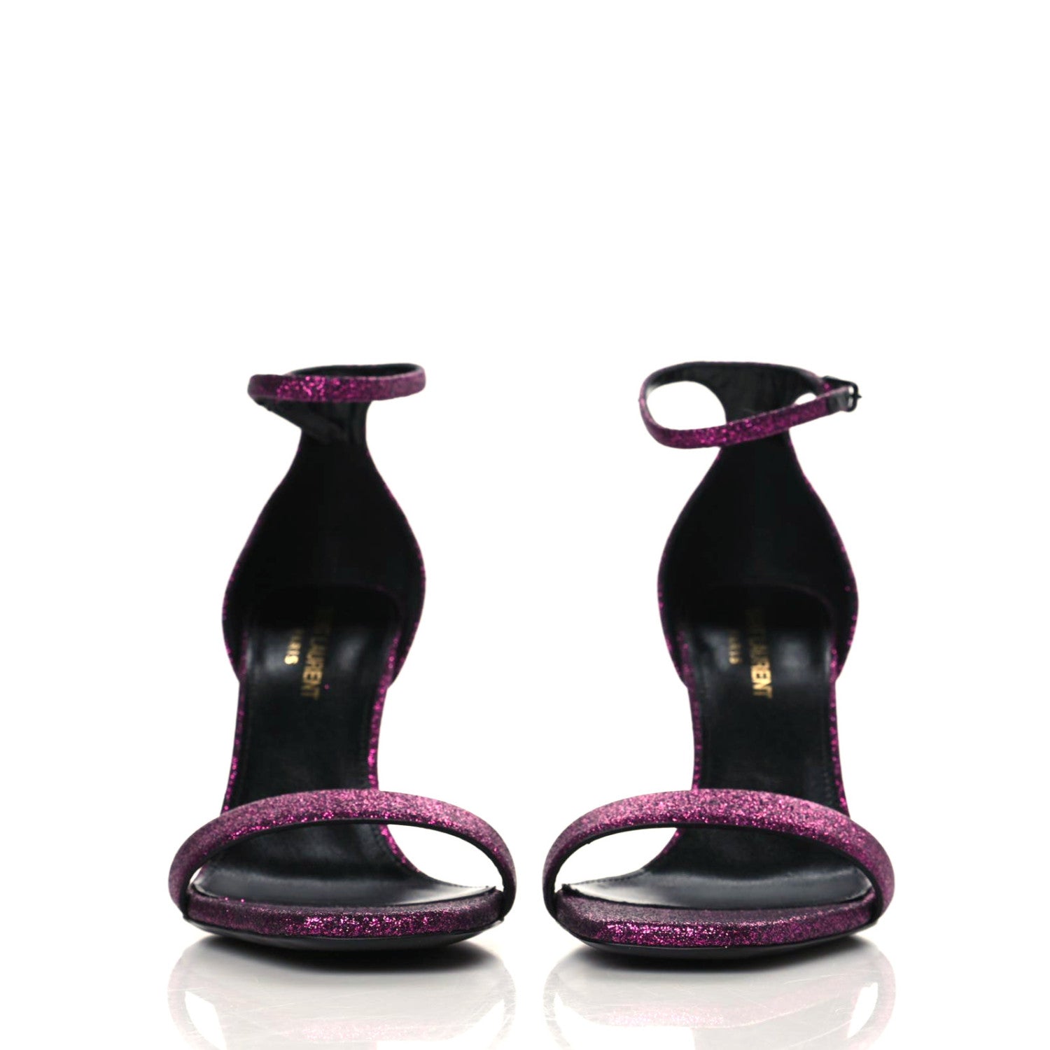 Saint Laurent Glitter Amber 85 Ankle Strap Sandals 38 Fuchsia 2 of 9
