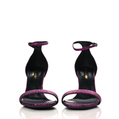Saint Laurent Glitter Amber 85 Ankle Strap Sandals 38 Fuchsia 2 of 9