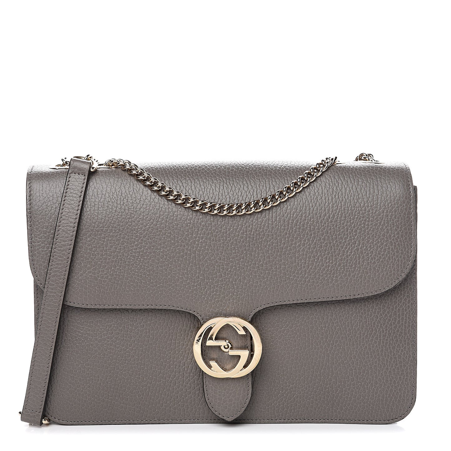 Dollar Calfskin Interlocking G Shoulder Bag Loess
