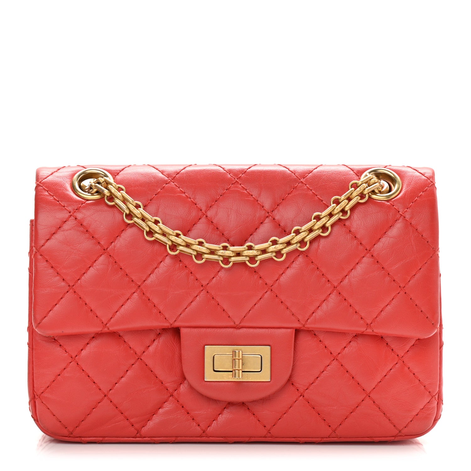 Chanel Aged Calfskin Quilted 2.55 Reissue Mini Flap Red 1 of 10