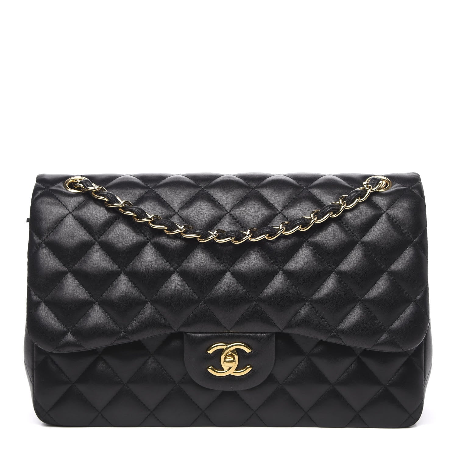 Chanel Lambskin Quilted Jumbo Double Flap Black 1 of 19