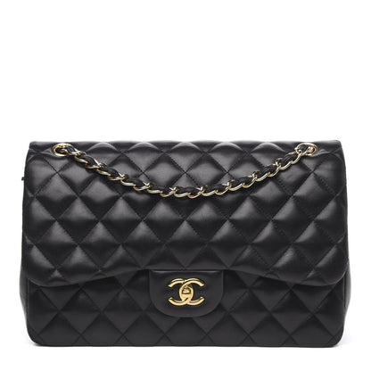Chanel Lambskin Quilted Jumbo Double Flap Black 1 of 19