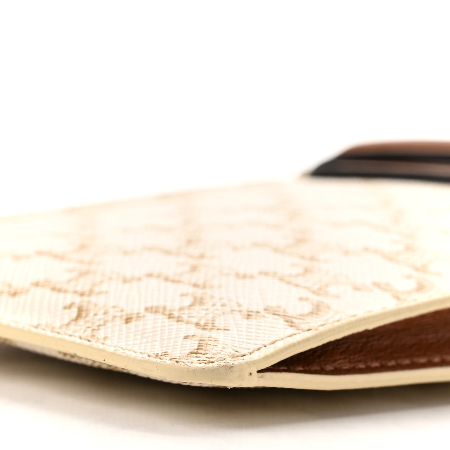 Triomphe Canvas Lambskin Phone Pouch With Flap White Tan