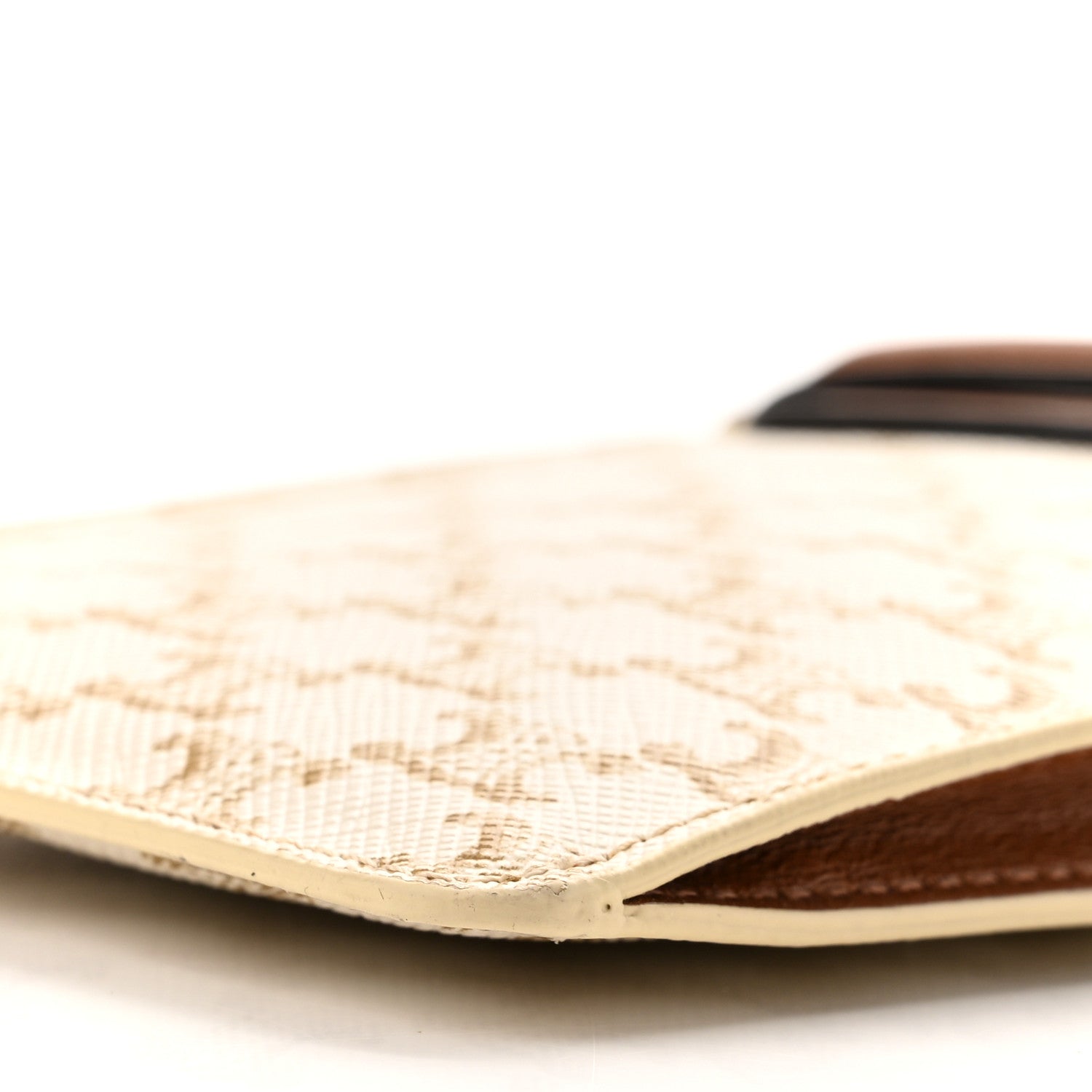 Celine Triomphe Canvas Lambskin Phone Pouch With Flap White Tan 10 of 10