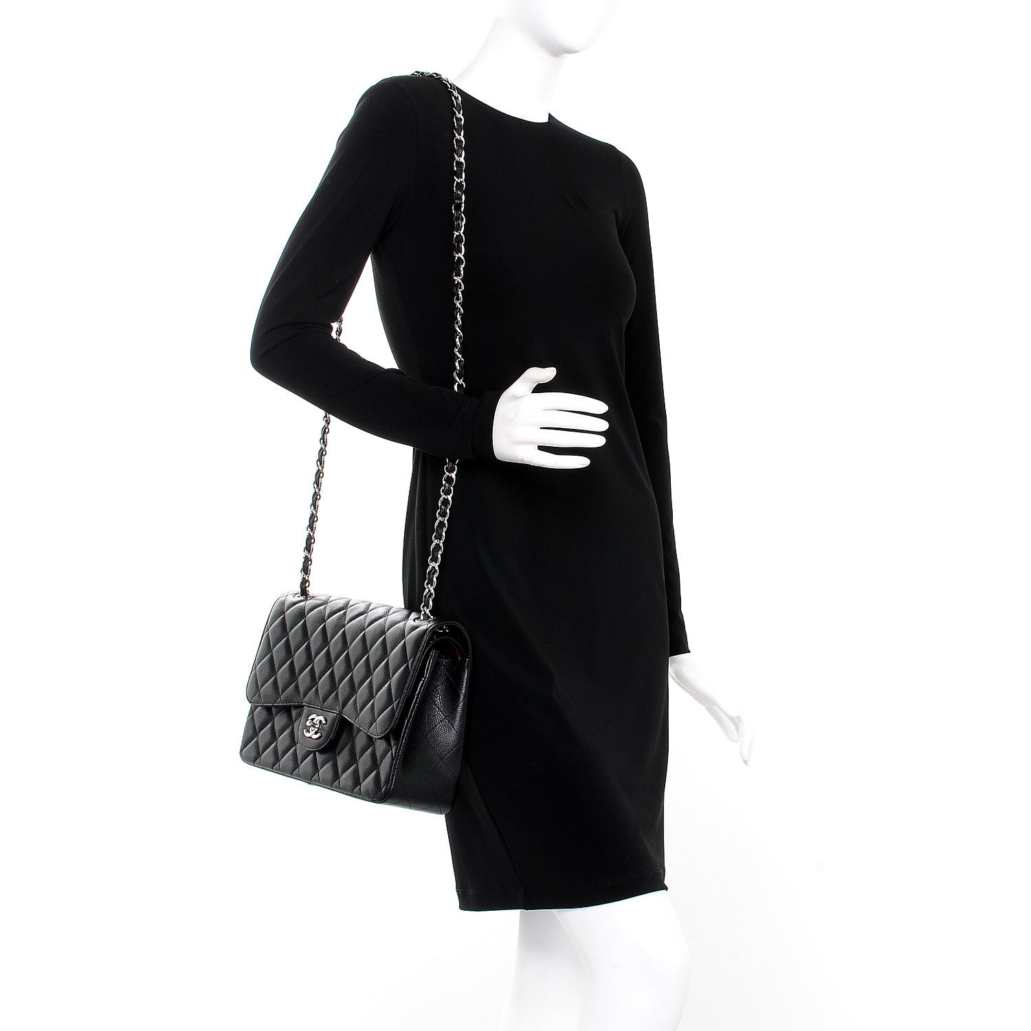 Chanel Caviar Quilted Jumbo Double Flap Black 2 of 11