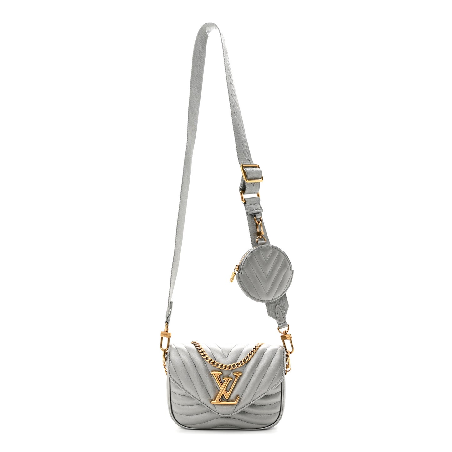Calfskin New Wave Multi Pochette Metallic Grey