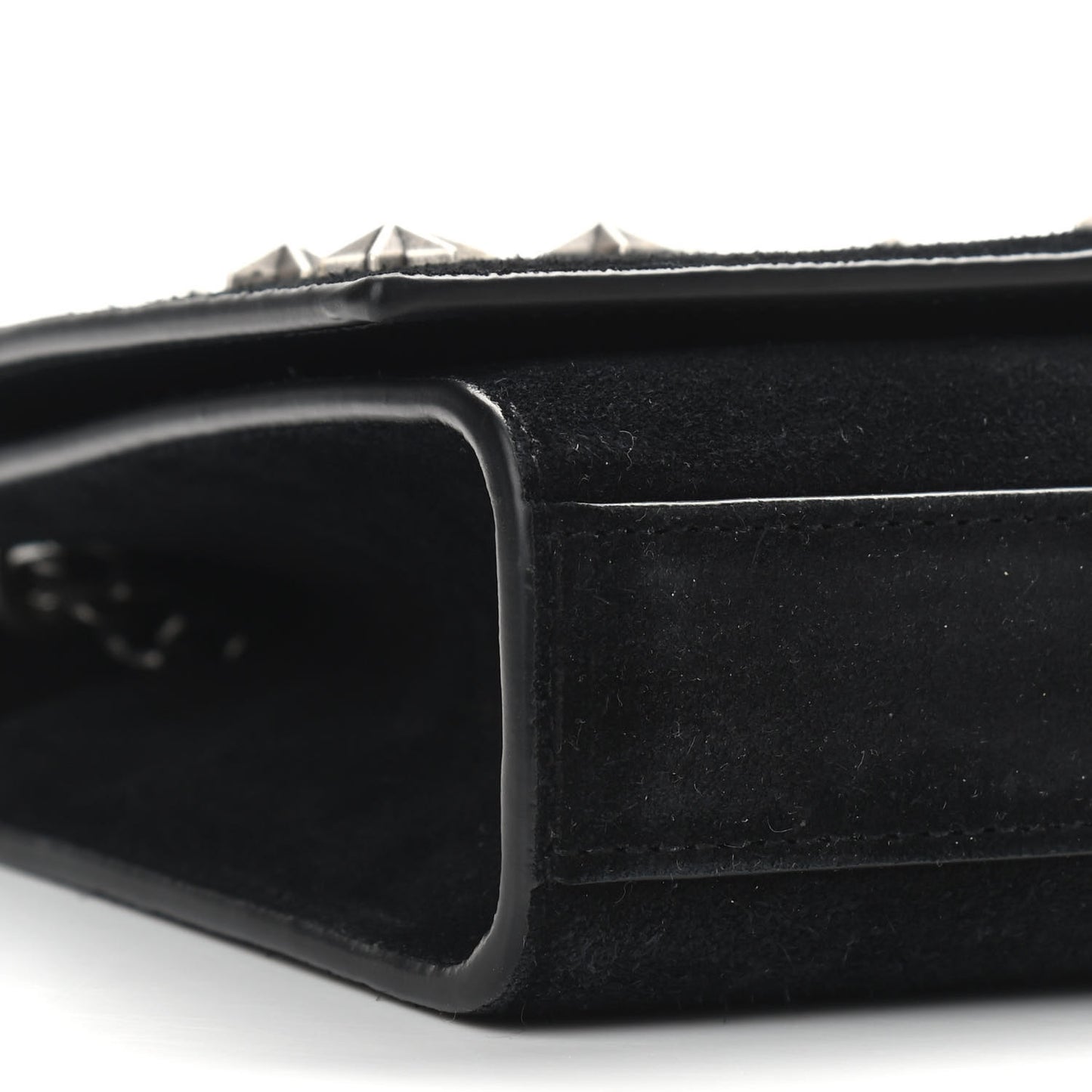 Suede Star Studded Monogram Small Kate Satchel Black
