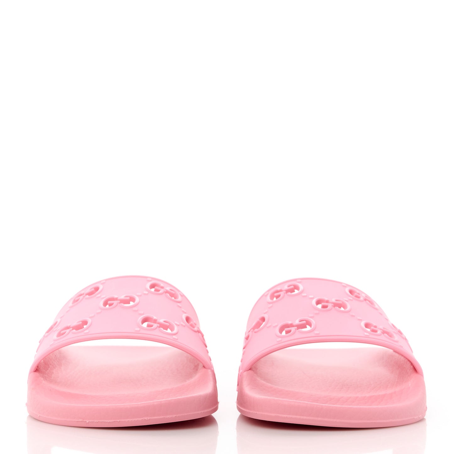 Rubber GG Monogram Perforated Womens Slide Sandals 38 Rose Box