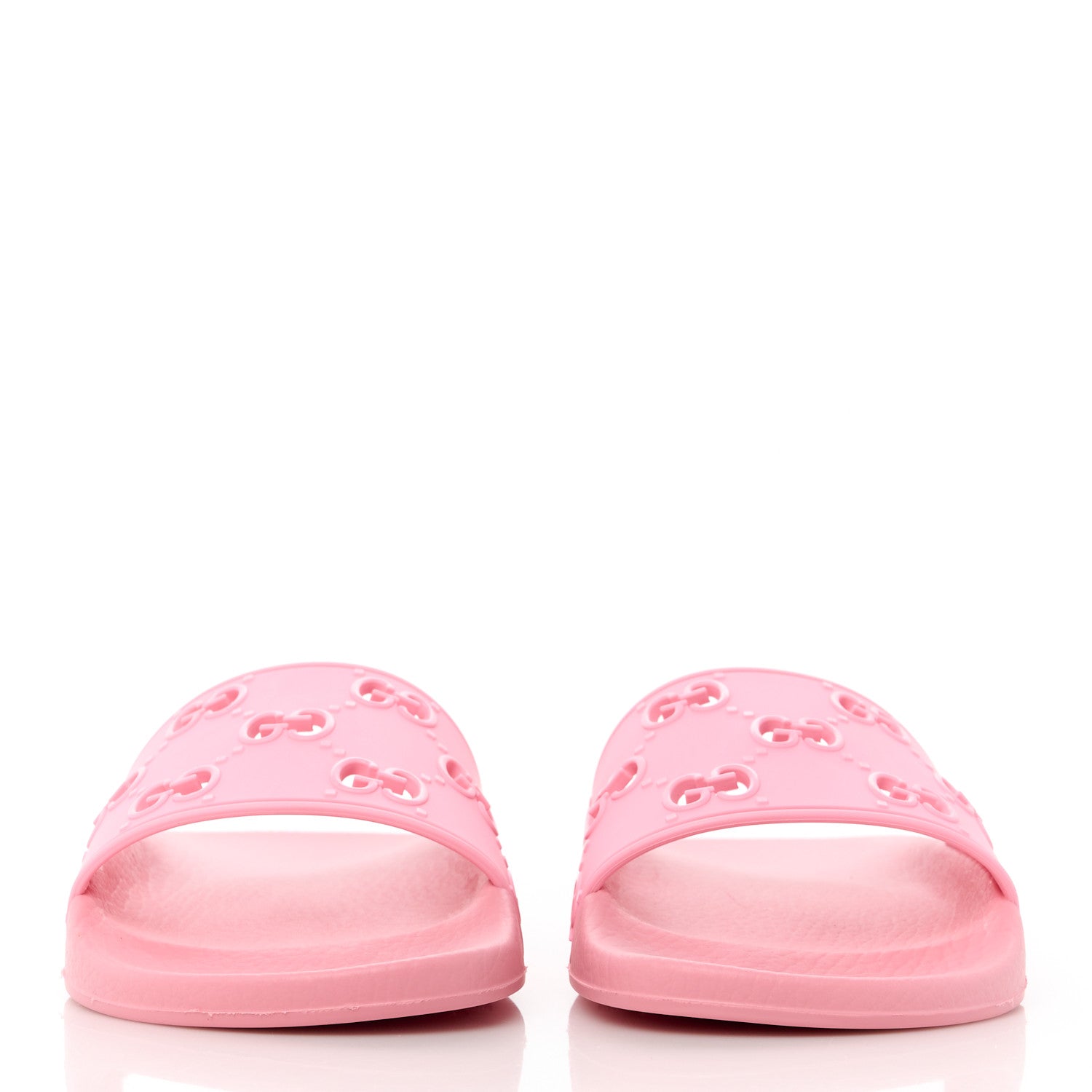 Gucci Rubber GG Monogram Perforated Womens Slide Sandals 38 Rose Box 2 of 8