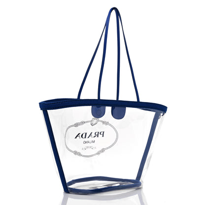 Prada Plexiglass Calfskin Small Shopper Tote Cobalto 4 of 9