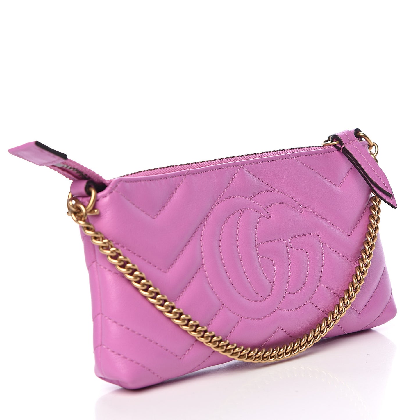 Calfskin Matelasse Mini GG Marmont Chain Bag Candy Mousse
